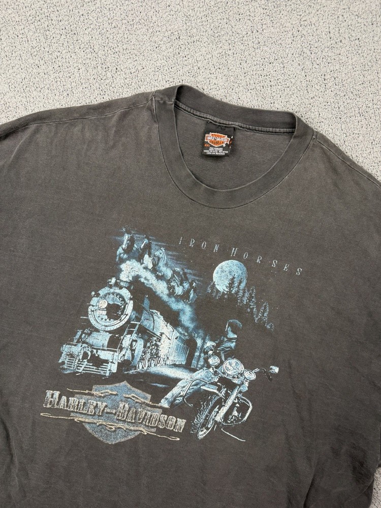 Vintage Harley Davidson T Shirt Mens 4XL Black Hanes Short Sleeve USA Minnesota