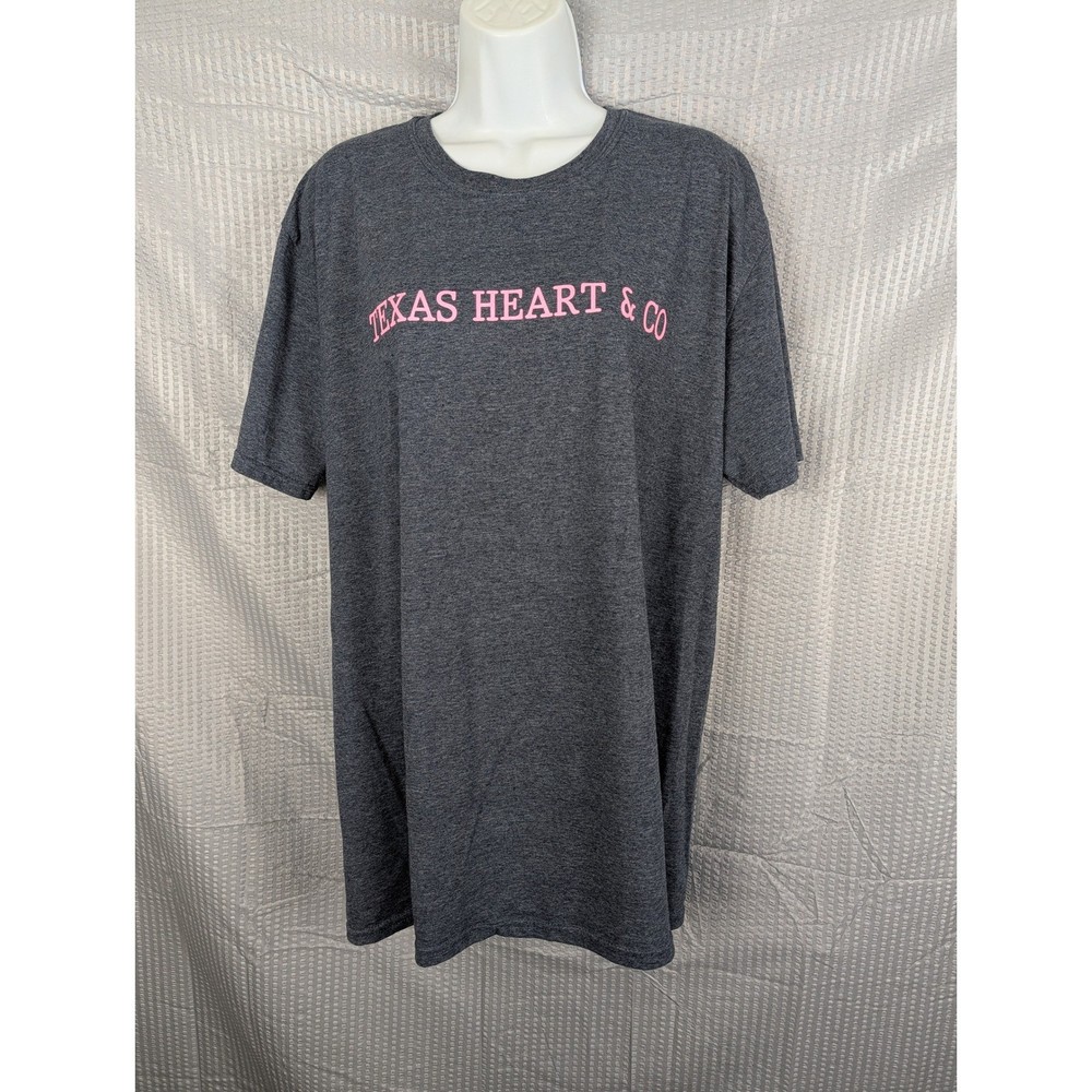 Texas Heart & Co Tee Womens XL Gray Pink Graphic Western Cowgirl Boutique Shirt