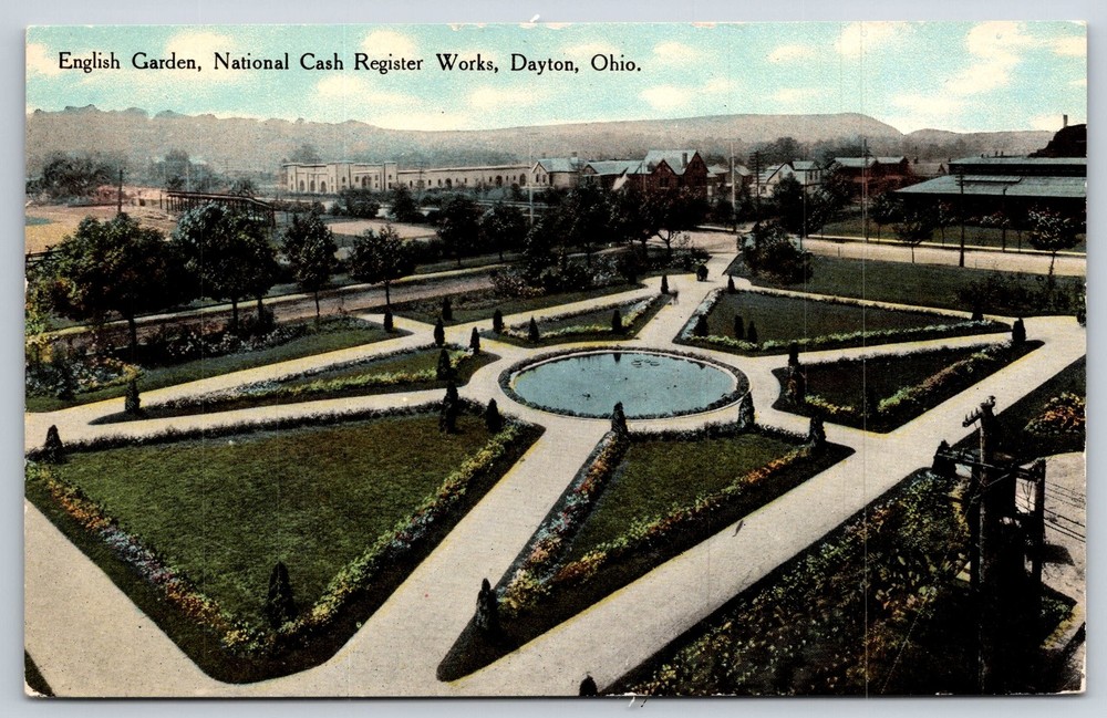 Dayton Ohio~English Garden Of Natl Cash Register Works~FM Kirby Vintage Postcard