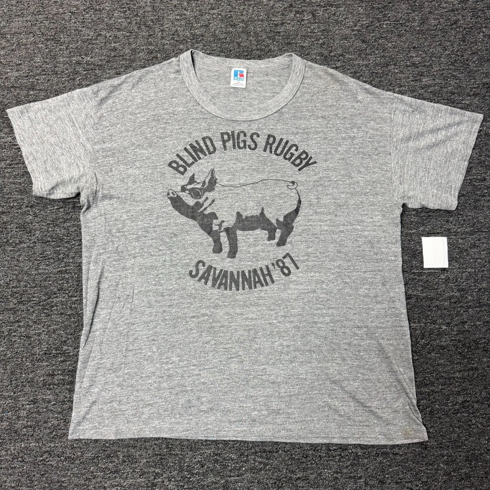 Vintage 80s Russell Athletics Blind Pigs Rugby Savannah Single Stitch T-Shirt XL