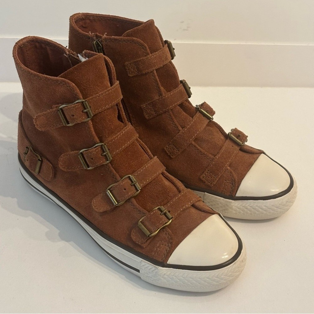 Ash Virgin Brown High-Top Suede Sneakers with Buckles Limited