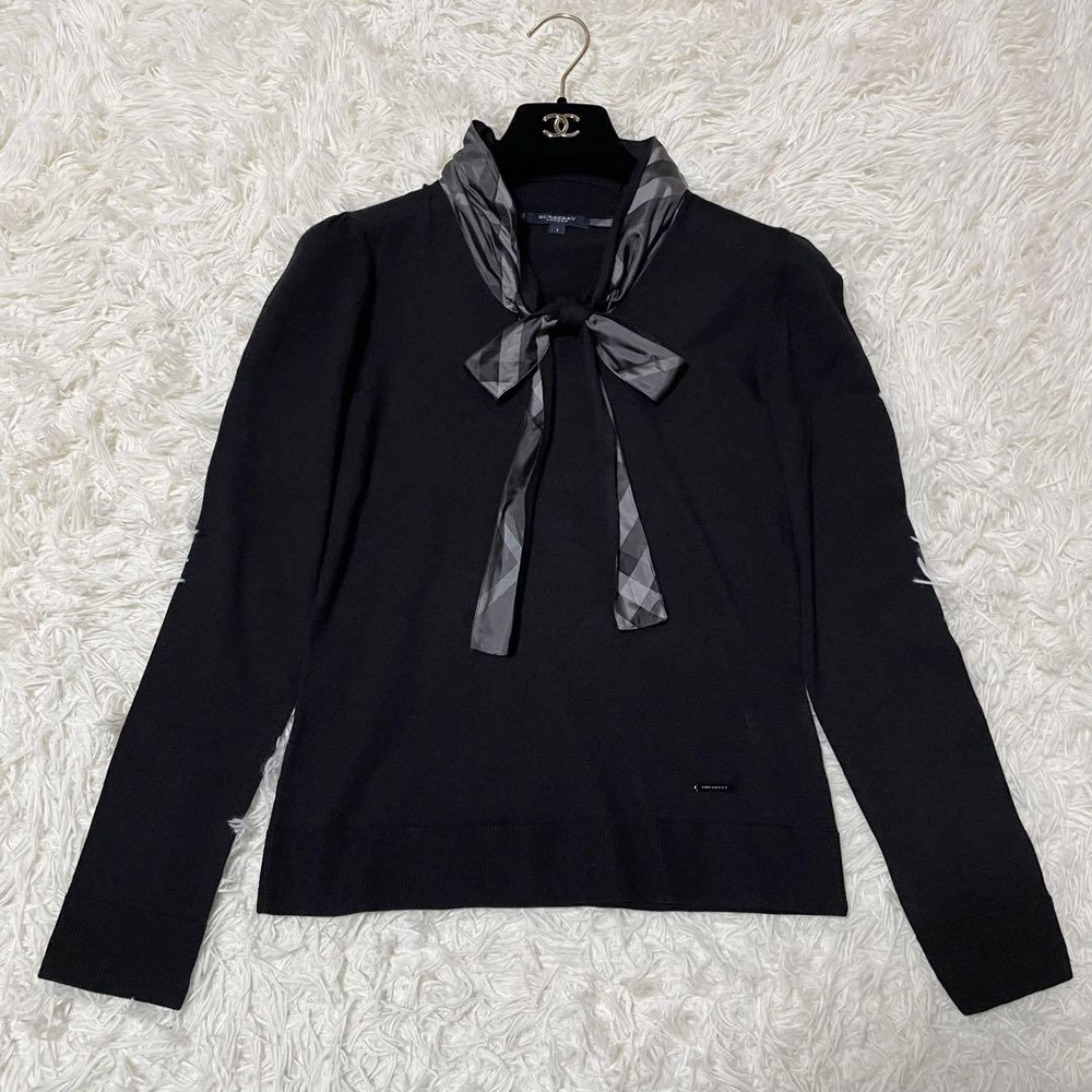 Burberry London Nova Check Cashmere Silk Bowtie Knit, Size 1, New