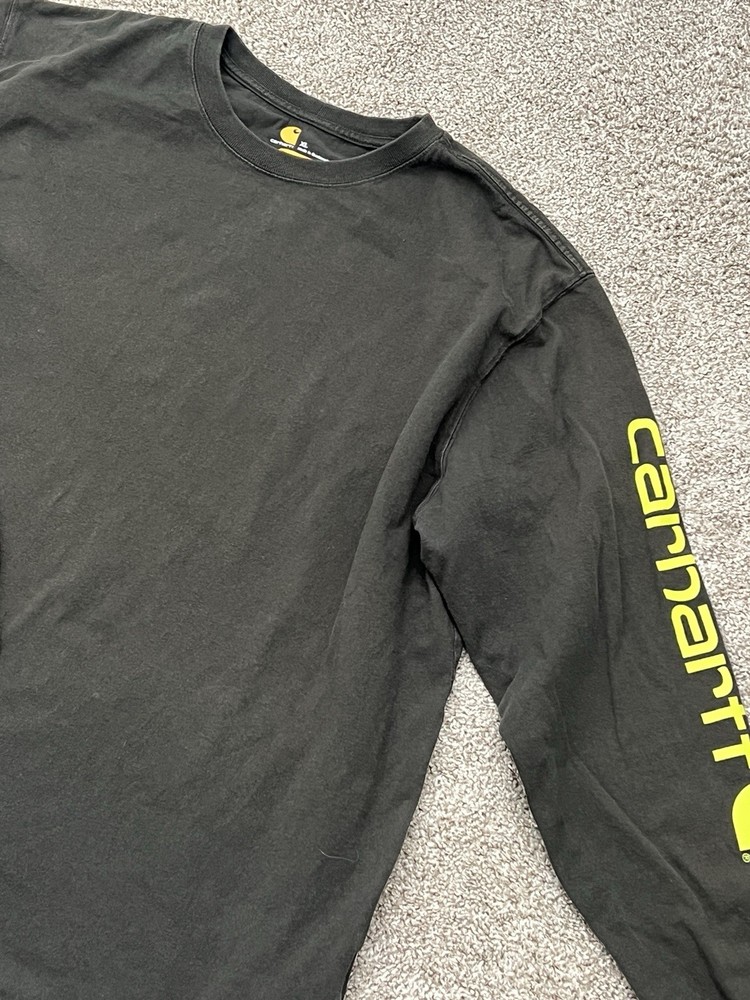 Carhartt Long Sleeve Logo T-Shirt Men’s XL Original Fit Dark Green 100% Cotton