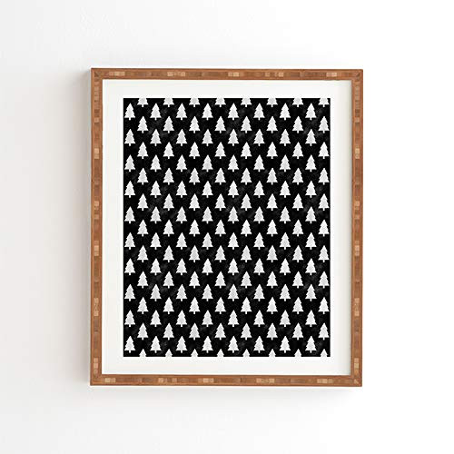Arte de pared con marco de bambú Leah Flores, 19 pulgadas x 22,4 pulgadas, Selva Negra
