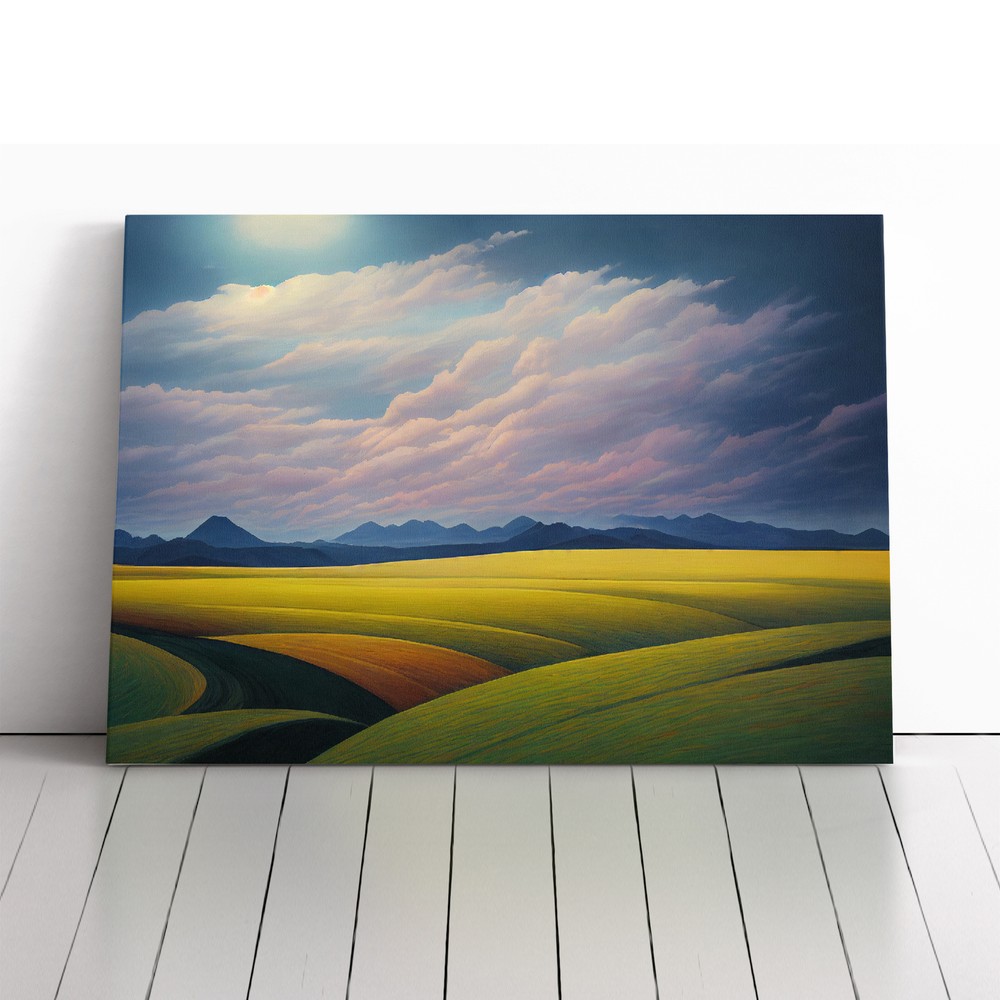 Spring Meadow Landscape View Vol.3 Canvas Wall Art Print Framed Picture Decor