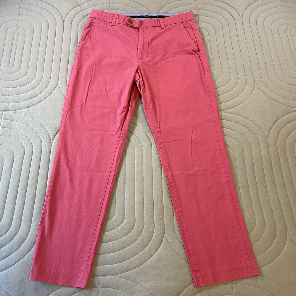 Brooks Brothers Mens Pants Linen 33x30 Pink Chino Milano Fit Casual Slacks Beach