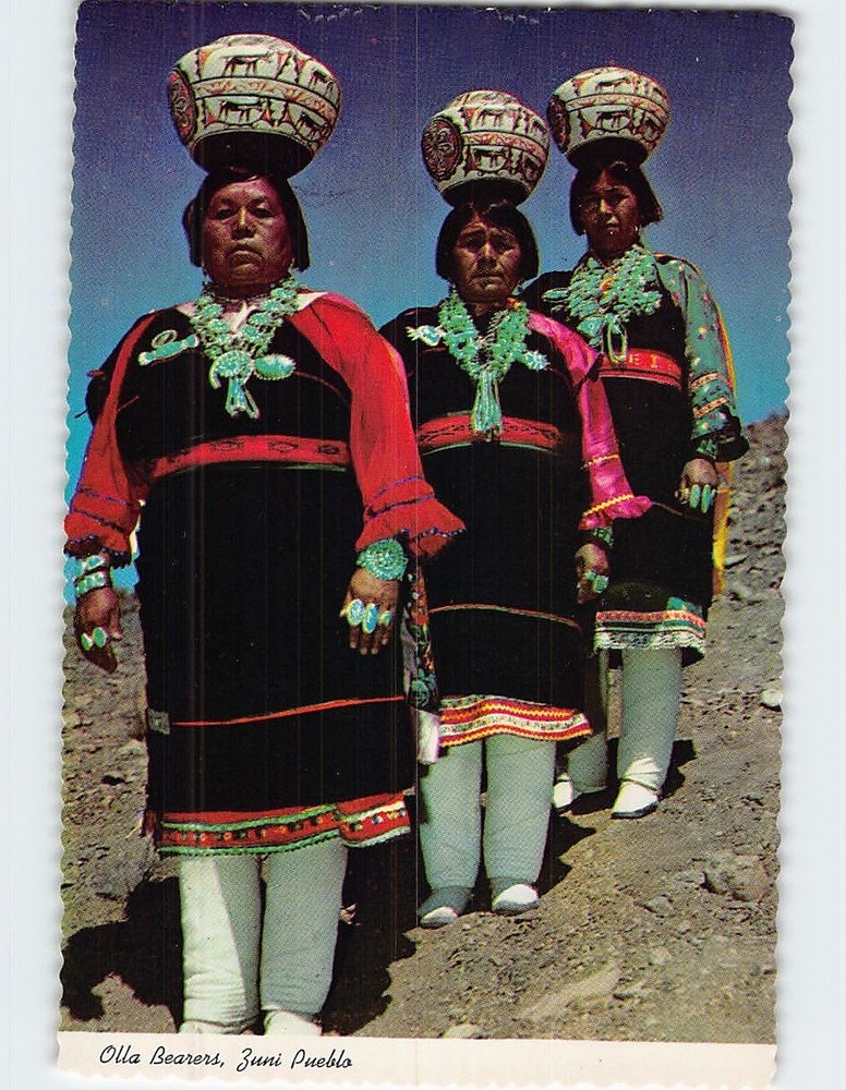 Postcard Olla Bearers Zuni Pueblo New Mexico USA
