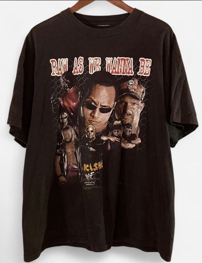 Vintage Y2K WWE Raw As We Wanna Be T Shirt XL HARDY BOYZ THE ROCK STONE COLD