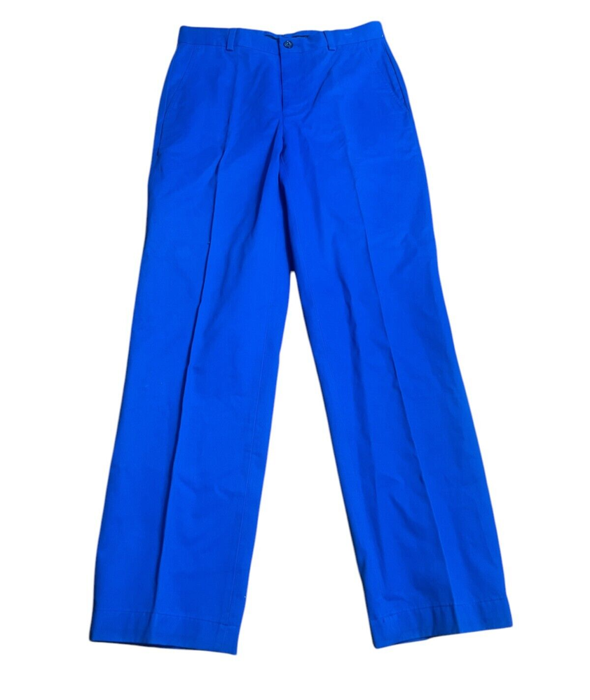 NWT Brooks Brothers chino Pants CLARK Blue Flat Front Cotton Pants Men's 32X32