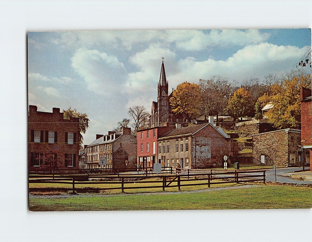 Postcard Shenandoah Street from Old US Armory Yard Harpers Ferry WV USA