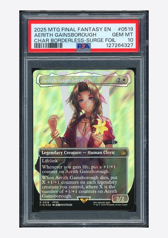 MTG PSA 10 Aerith Gainsborough Char Borderless Surge Foil 2025 #0519 FIN English