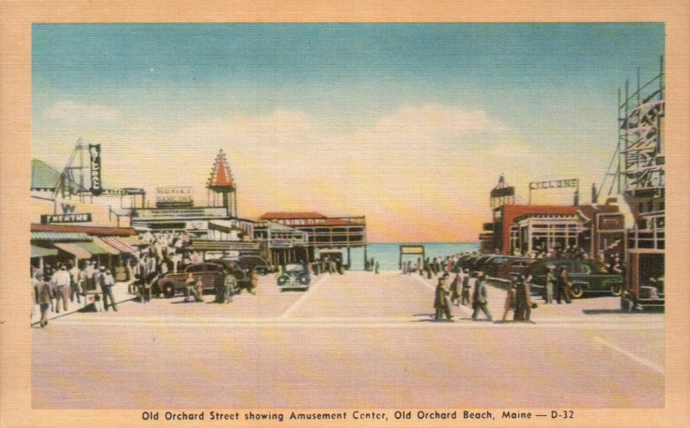 Amusement Center Old Orchard Beach Maine --- Old Vintage Standard Linen Postcard