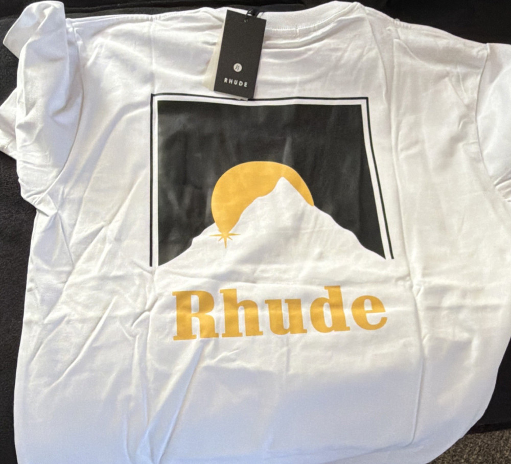 RHUDE Men's M White Graphic Logo T-Shirt Short Sleeve Crew Neck NWT