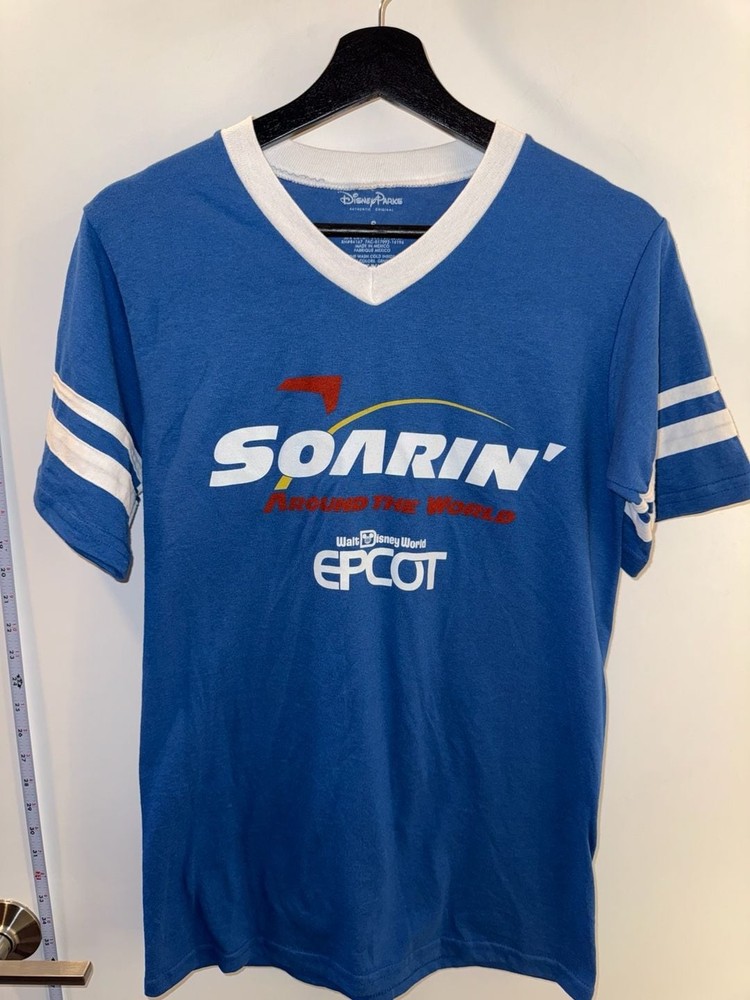 VNTG Disney Parks Soarin' Around The World Epcot V-Neck T-Shirt Size Small