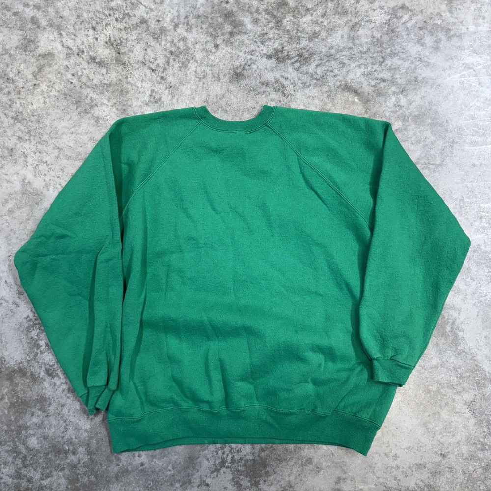 Vintage Hanes Her Way Sweatshirt Womens XL Green Crewneck Raglan Fleece 90s