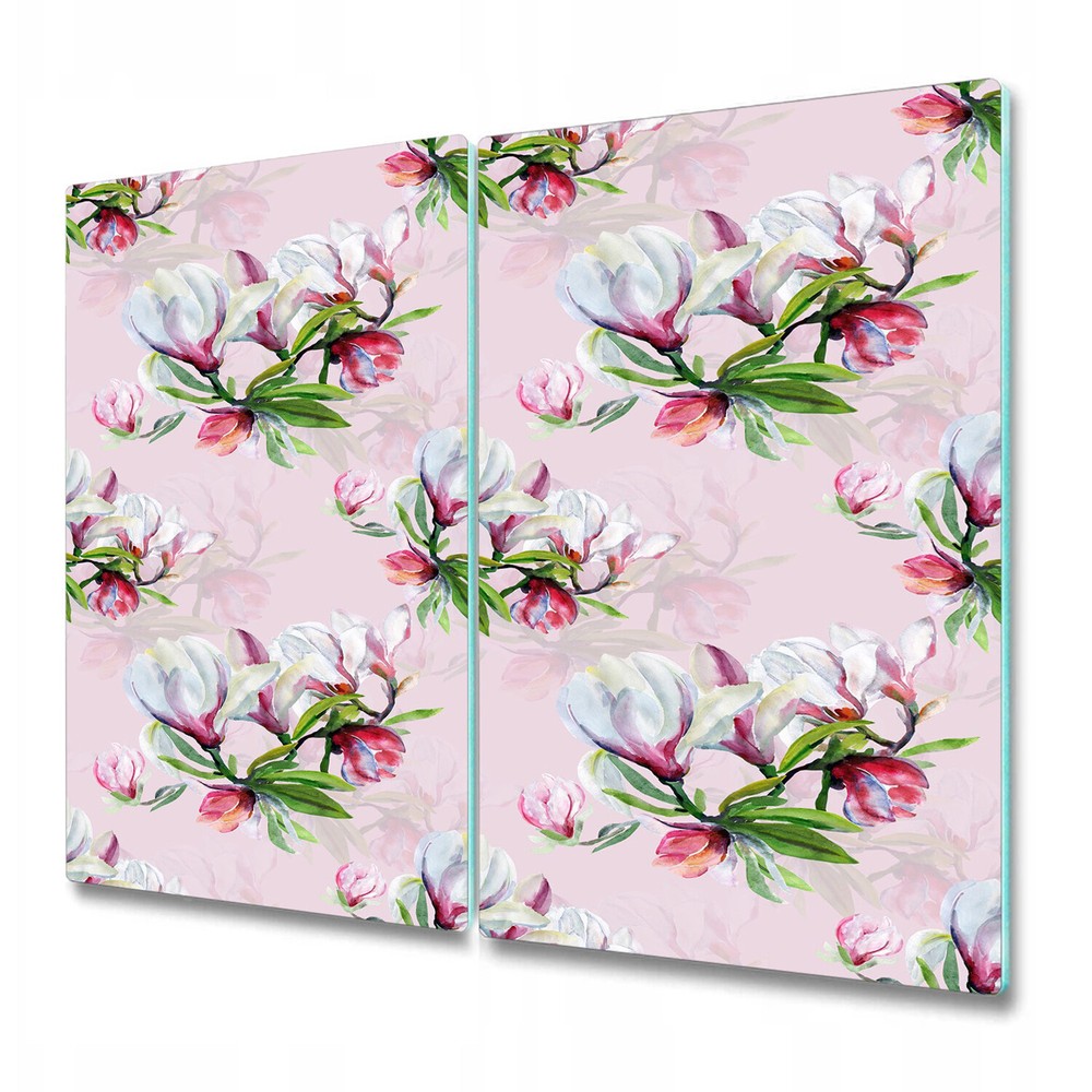 Glass Kitchen Chopping Board Worktop Saver Magnolia flower Botanical floral