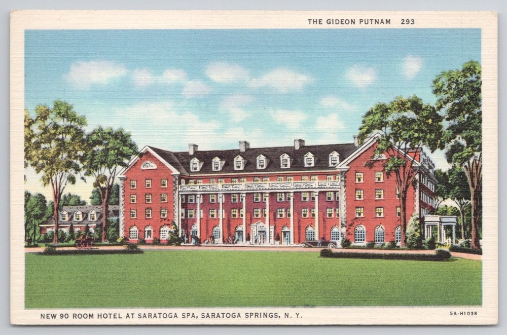Gideon Putnam Hotel Saratoga Springs NY Linen Postcard 1930s Curt Teich