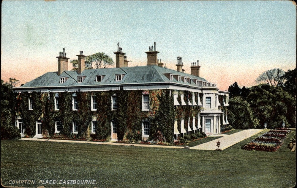 Eastbourne East Sussex Co England Compton Place beautiful home vintage postcard