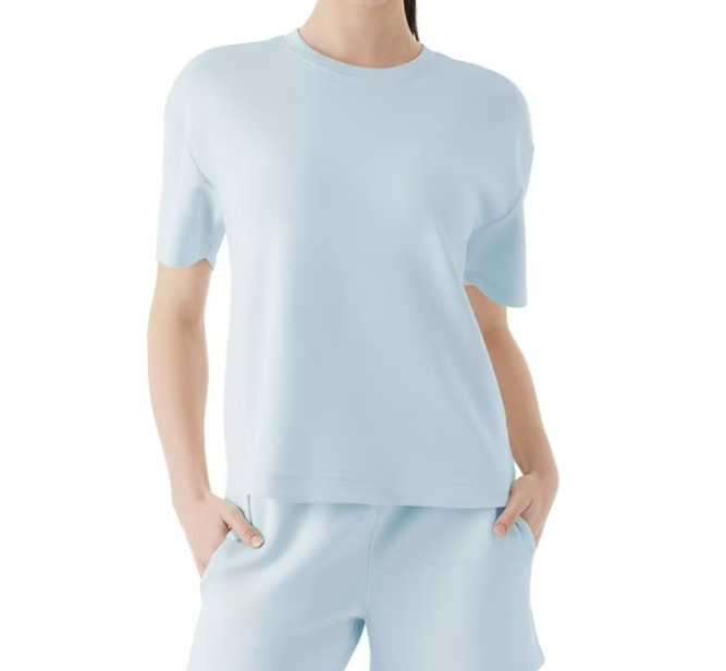 Tee Shirt Light Blue Sandwash Short Sleeve Low/Hi Hem Womens XS By Members Mark