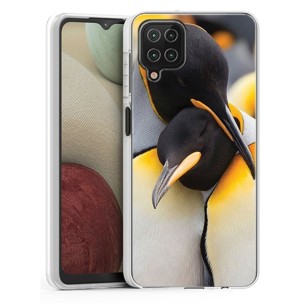 (Penguin Couple)ShockProof TPU phone case cover(Clear)for Samsung Galaxy A12