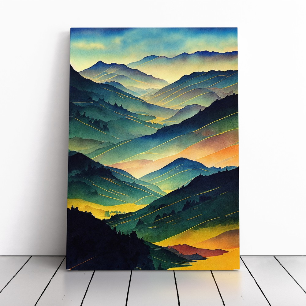 Mountain Landscape No.5 Canvas Wall Art Print Framed Picture Decor Dining Room