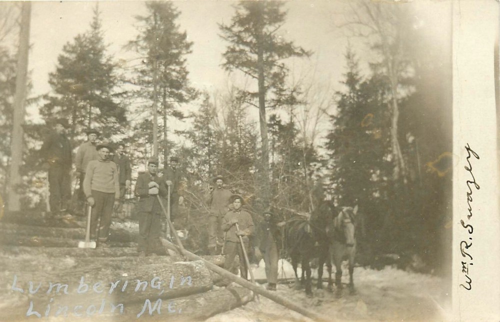 1910 Lincoln Maine Lumberjacks occupation RPPC Postcard 25-1800