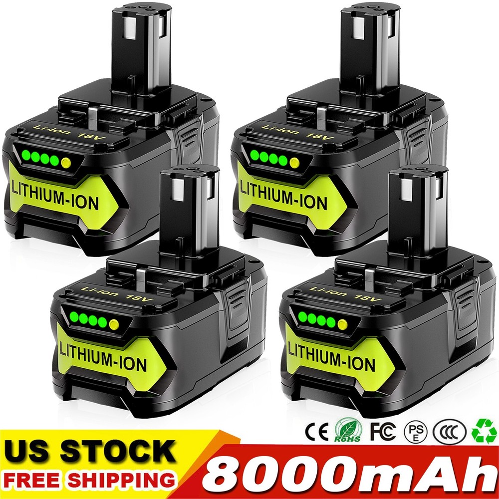 4X For RYOBI P108 18V High Capacity 8.0Ah Battery 18Volt Lithium-Ion One Plus