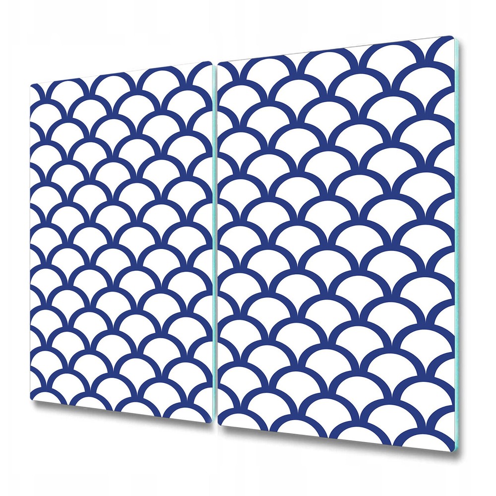 Blue and White Fish Scale Art Glass Protector 2x30x52