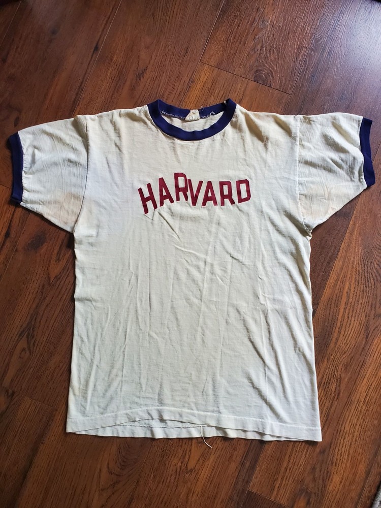 Vtg 60s Champion Harvard Ringer T-Shirt L 42-44