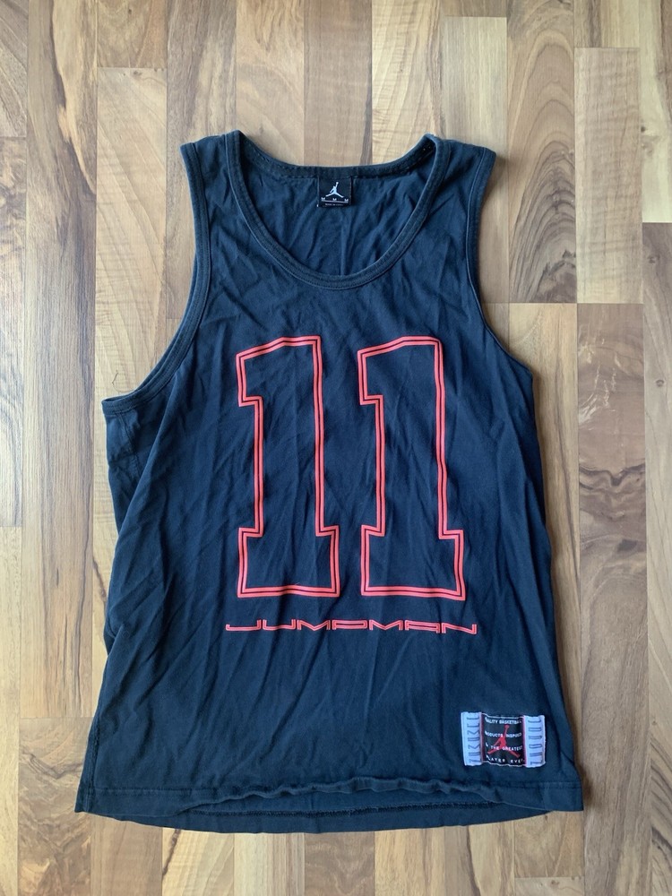 Jordan XI Retro 11 Black Infrared Tank Top Shirt / Rare Jumpman  - Size M