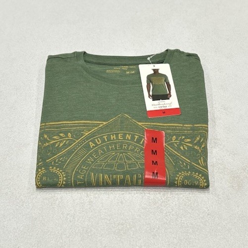 Weatherproof Vintage Men's Graphic Crew Neck Short Sleeve Tee, Green, Size M