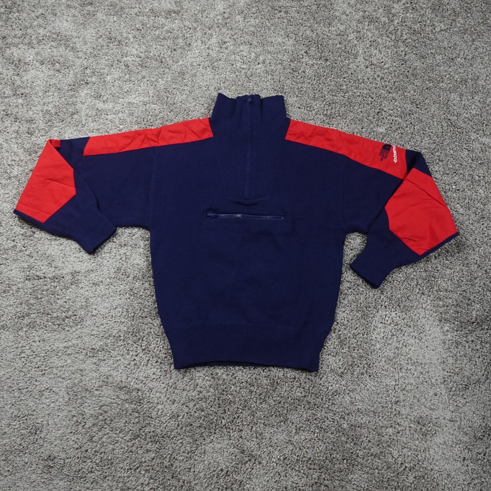 Vintage 90s The North Face Wool Sweater Mens Small Blue Red Long Sleeve Retro