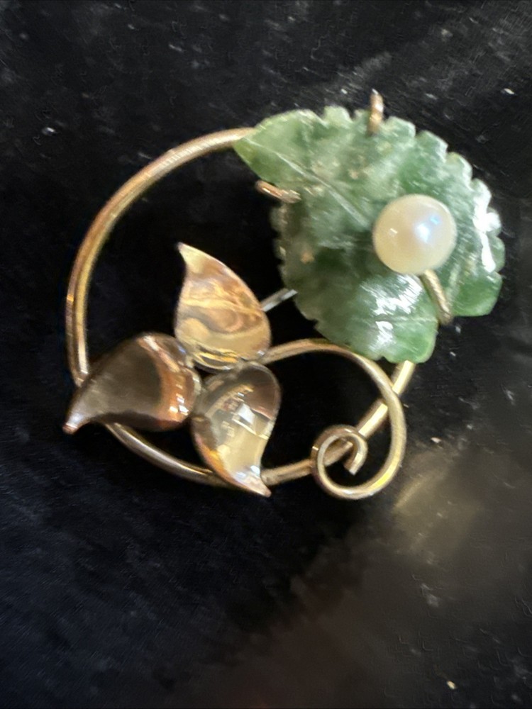 Vintage Krementz Gold plated Floral Brooch Pin signed designer Jewelry