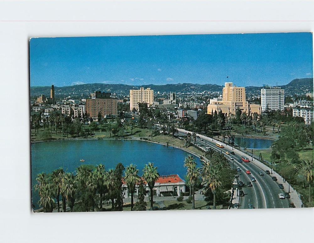 Postcard Wilshire Boulevard MacArthur Park Los Angeles California USA