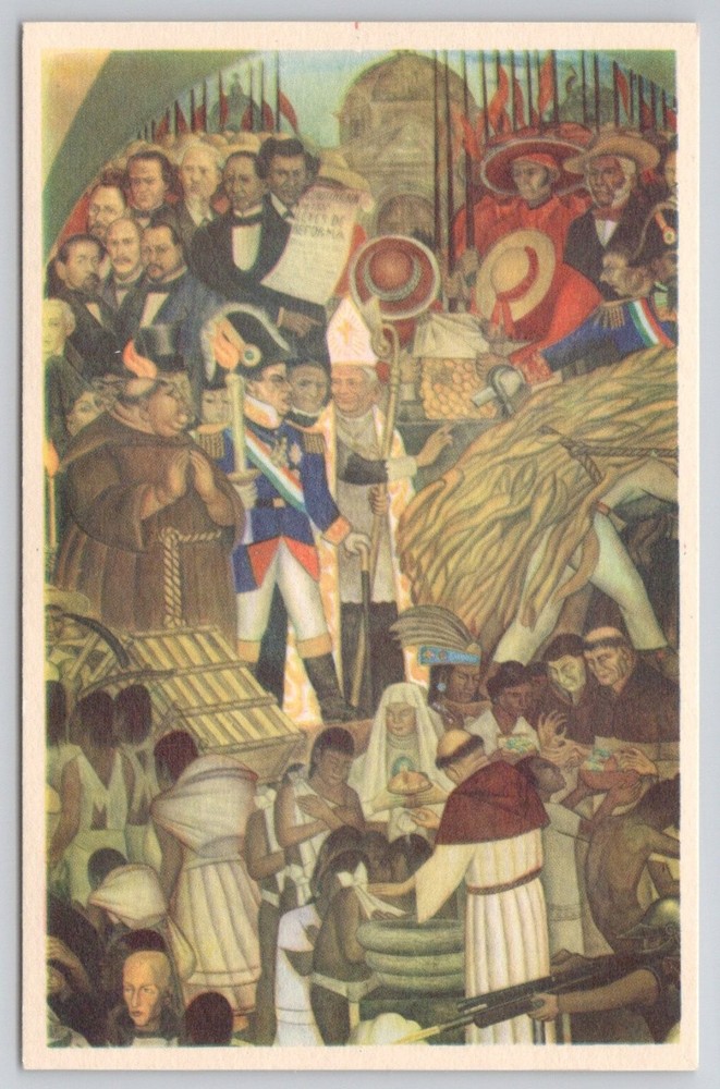 Diego Rivera Mural Postcard: The Reform, Baptism of the Indians, Mexico City