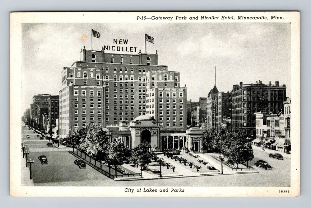 Minneapolis MN-Minnesota, Gateway Park And Nicollet Hotel, Vintage Postcard