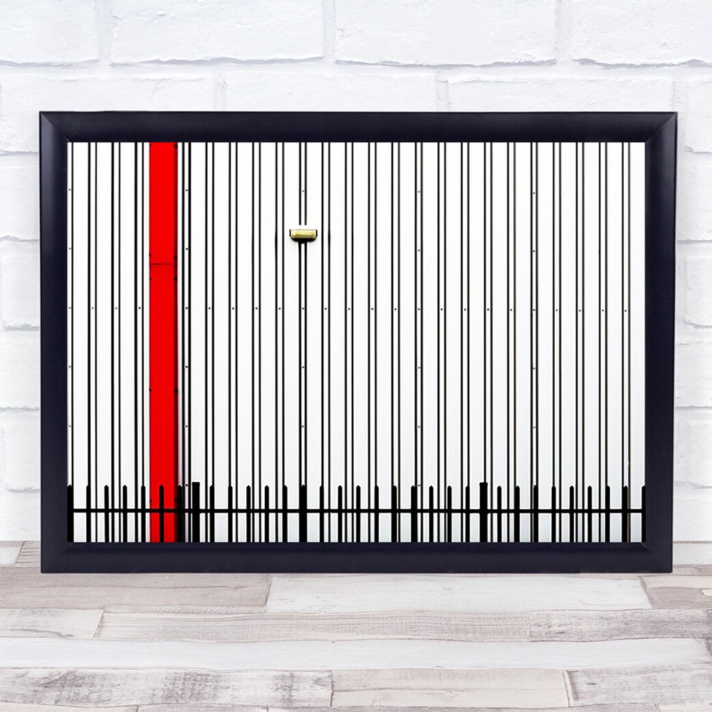 Red Lined Abstract Lines Architecture Geometry Shapes Pattern Wall Art Print