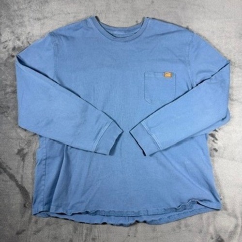 LL Bean Mens XXL Blue Long Sleeve Pocket T-Shirt Traditional Fit Cotton Blend
