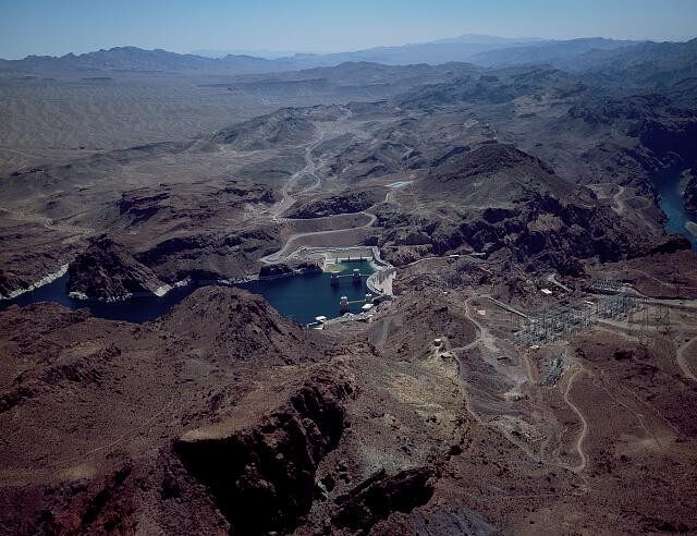 Photo:Hoover Dam Nevada Aerial View 1980s Canyon Reservoir
