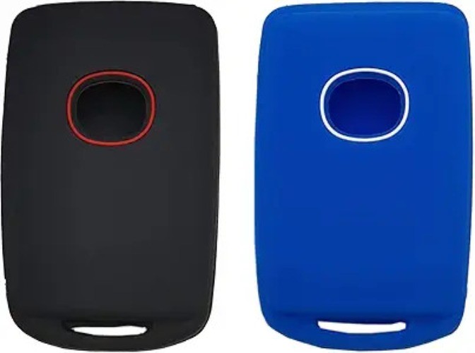 2Pcs Smart Key Fob Cover Case Protector Fit 1 Black with Red + 1 Blue