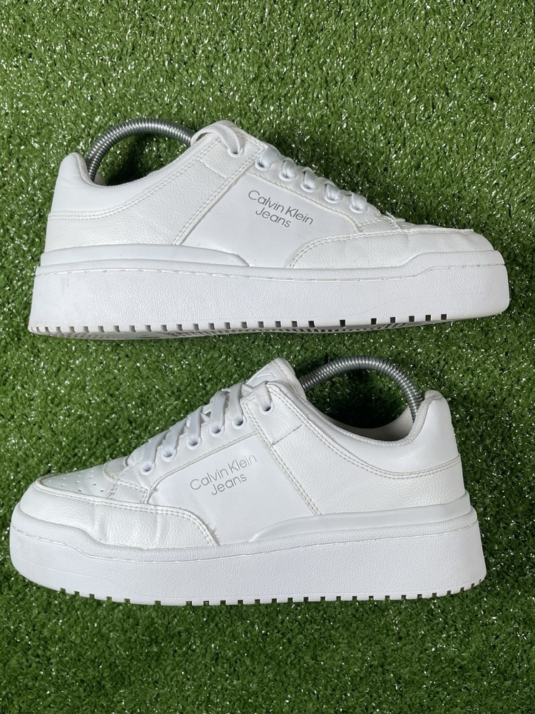 Calvin Klein Jeans Womens Alondra Casual Lace-Up Platform Sneakers 8M White
