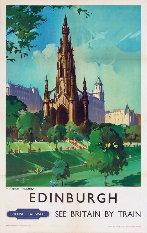 Edinburgh Scotland British Railways Vintage Railway Travel Poster Print