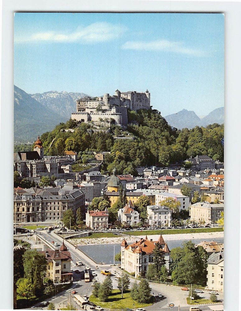Postcard The fortress of Hohen Salzburg and Nonnberg convent Salzburg Austria