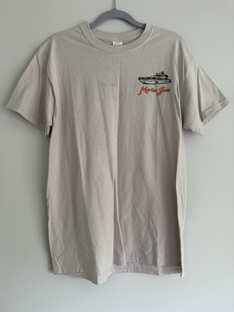 Gildan Ultra Cotton Mens Yacht Boat Martha Jane Graphic Crew Neck T-Shirt MEDIUM
