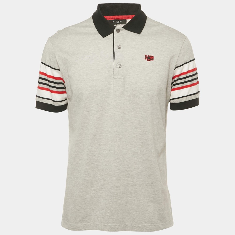 Givenchy Grey Cotton Pique Polo TShirt L