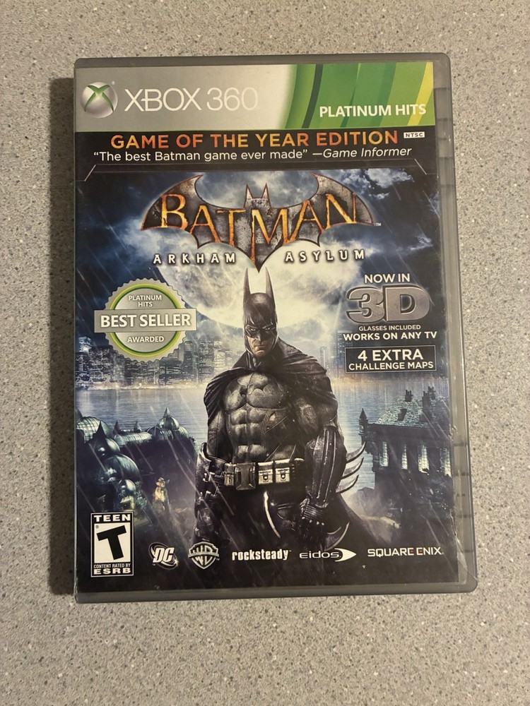 Batman: Arkham Asylum GOTY Edition Xbox 360 Platinum Hits Complete Disc & Manual