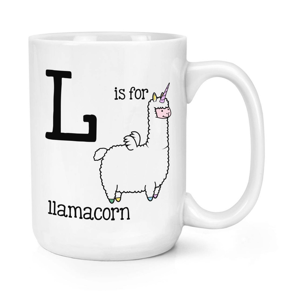 Llama Letter L Coffee Mug - Large Ceramic Cup for Hot Drinks