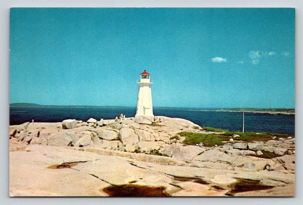 Peggy's Cove Lighthouse Nova Scotia Canada Vintage Postcard Len Leiffer Scenic