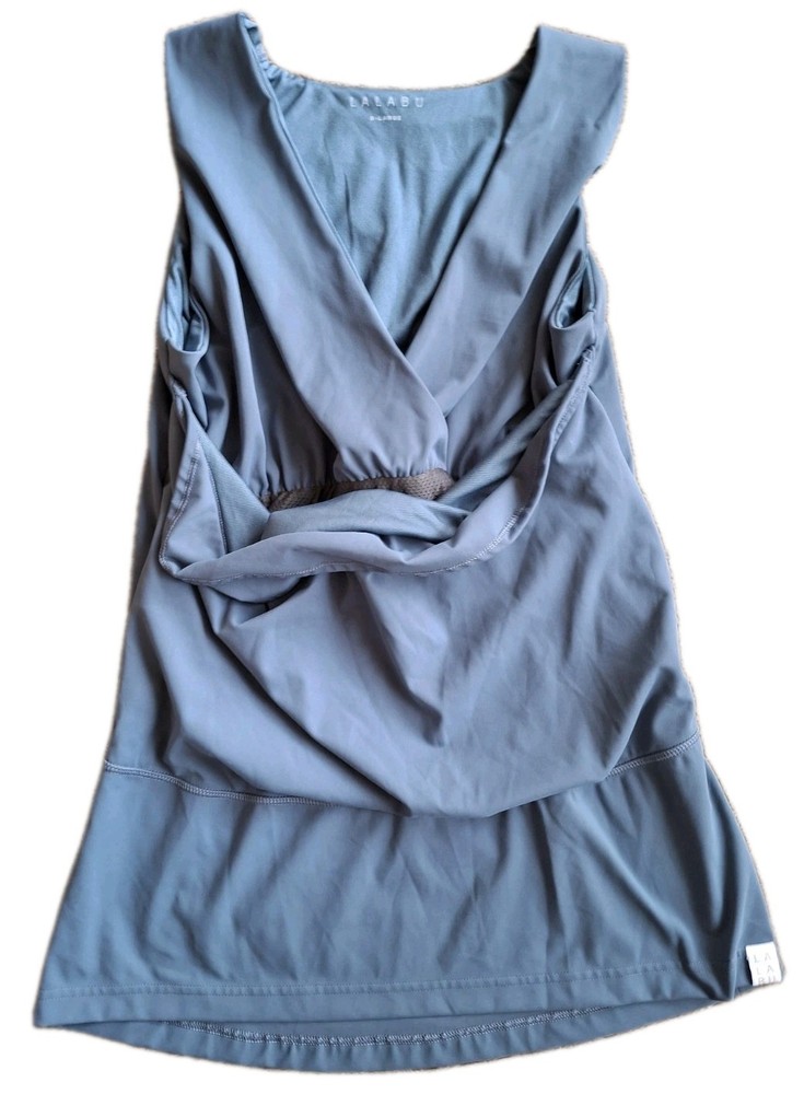 Lalabu Womens Soothe Baby Wearing Tank Top Size XL Blue Sleeveless Shirt