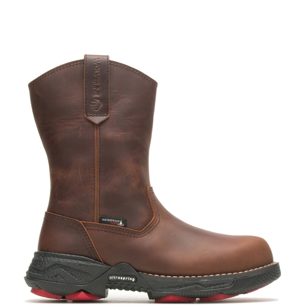 Wolverine Hellcat Fuse DuraShocks Wellington Brown Work Boots Size 11.5